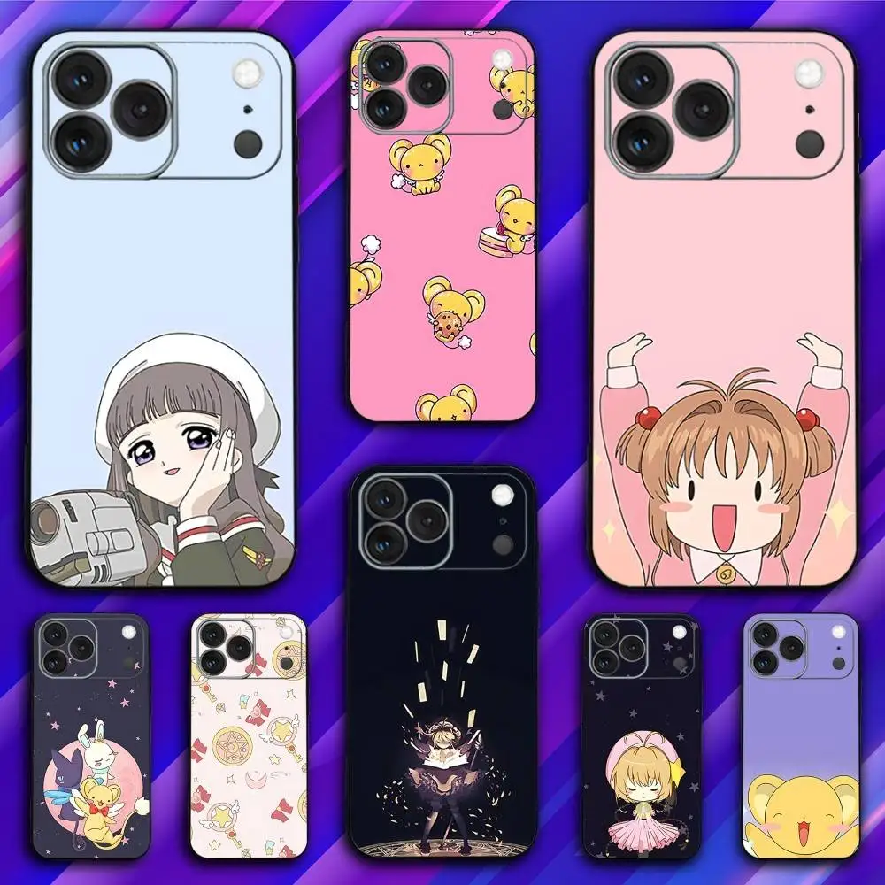 

Card Anime C-Captor Phone Case For iPhone 17,16,15,14,13,12,11,Pro,Max,Plus,X,XS,SE4,E,Mini,Soft Black Case
