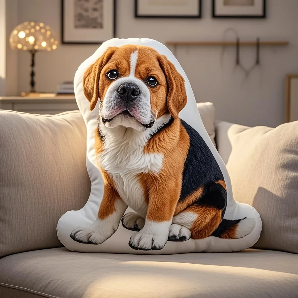 pet pillow with a soft and elastic short plush material, and use double-sided 3D printing technology to make the pattern incredi