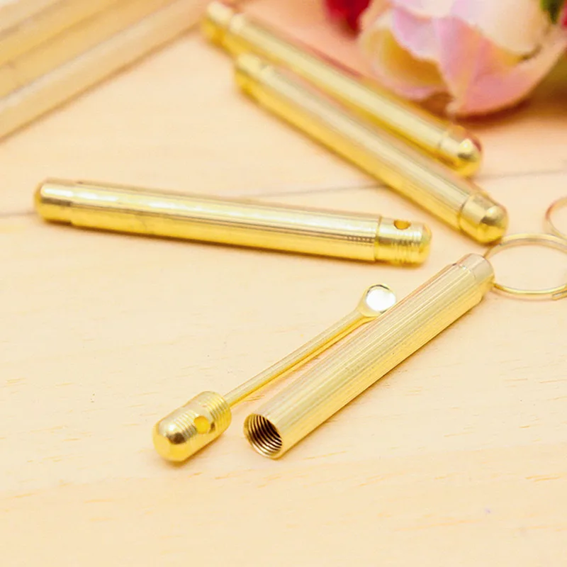 5Pcs/lot Metal Portable Ear Wax Removal Tool Pocket Size Gold Brass Gadgets Mini Spoon Powder Tool Folding Type Hoover Hooteer