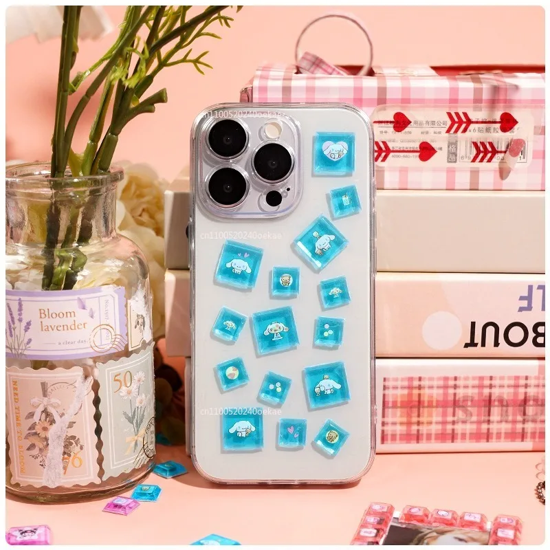 Hallo Kitty Cartoon 3D Quadratische Aufkleber Anime Telefon Laptop Gepäck Dekoration Kreative DIY Strass Aufkleber Kinder Spielzeug Geschenk