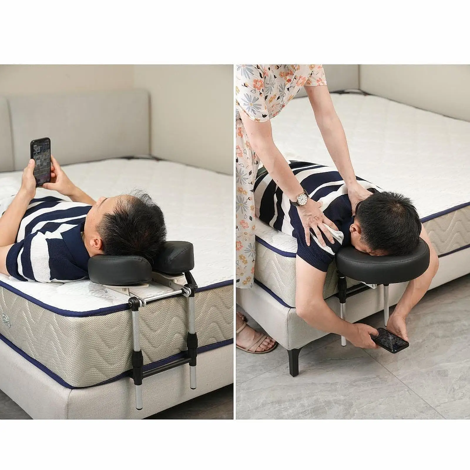 Home Mattress Massage Kit with Adjustable Face Pillow Head Cradle Support Portable Massager for Bed and Spa Use