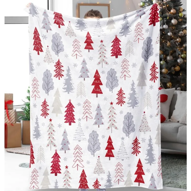 

Christmas tree blanket, Christmas snowflake blanket, winter holiday bed blanket, soft flannel blanket, suitable for sofa
