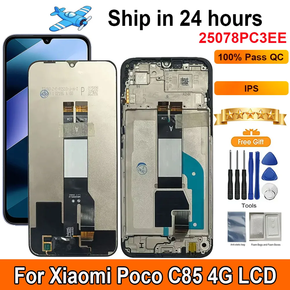 100% Tested 6.9‘‘For Xiaomi Poco C85 4G LCD Display Touch Panel Digitizer AAssembly With Frame Replacement Screen 25078PC3EE
