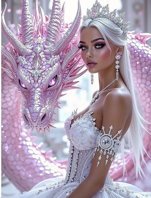 Beautiful Women With A Crystal Dragon Design Jigsaw Puzzles High Quality Stress-Relieving And Fun Family Game Best for Gift