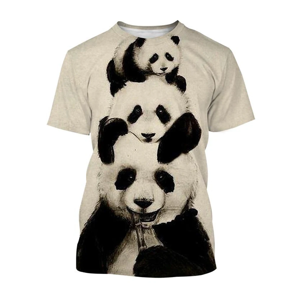 Summer hot selling fashion 3D printed T-shirt cute panda design casual short sleeved comfortable top