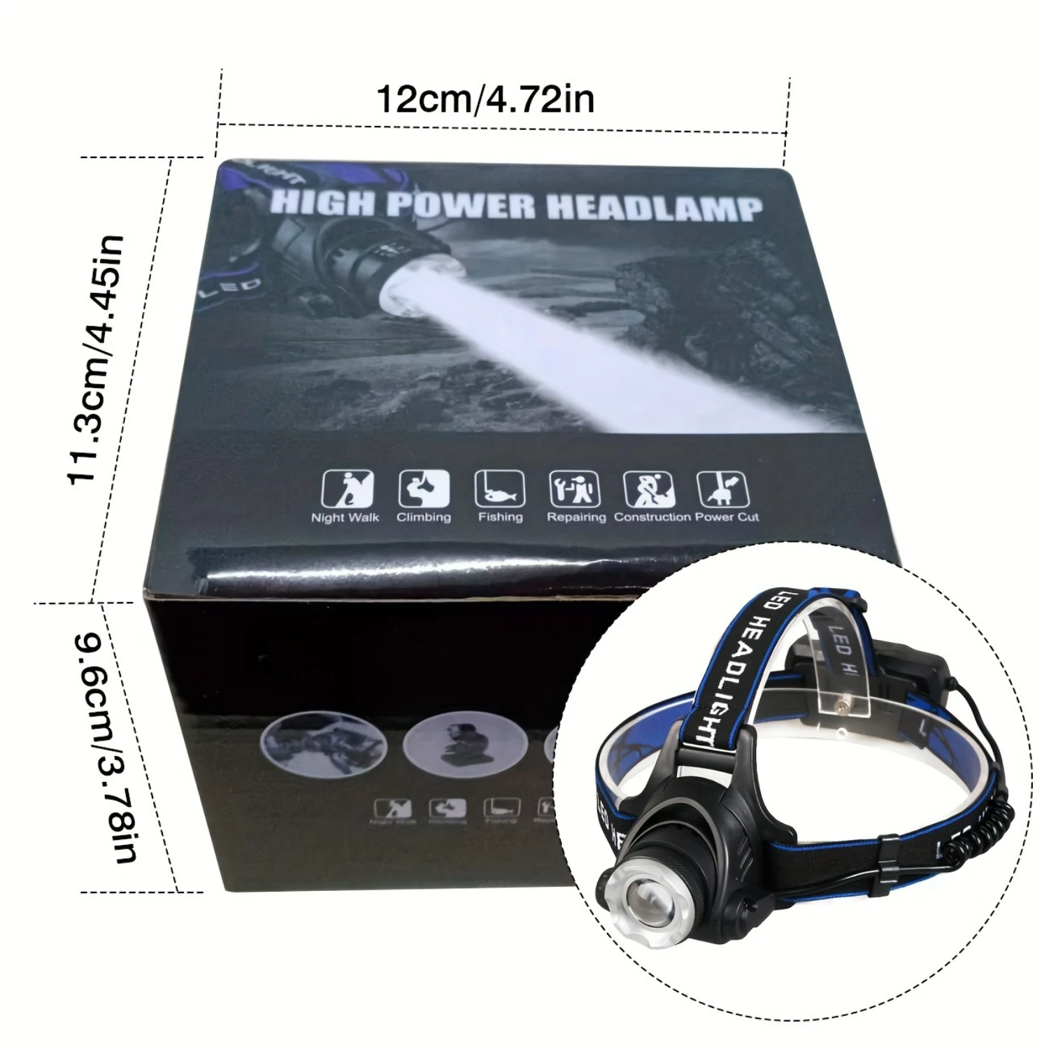 2-Pack Super Bright Waterproof Rechargeable LED Headlamp Set with High Lumens for Hiking Camping Fishing - 3 Modes Zoomable Head