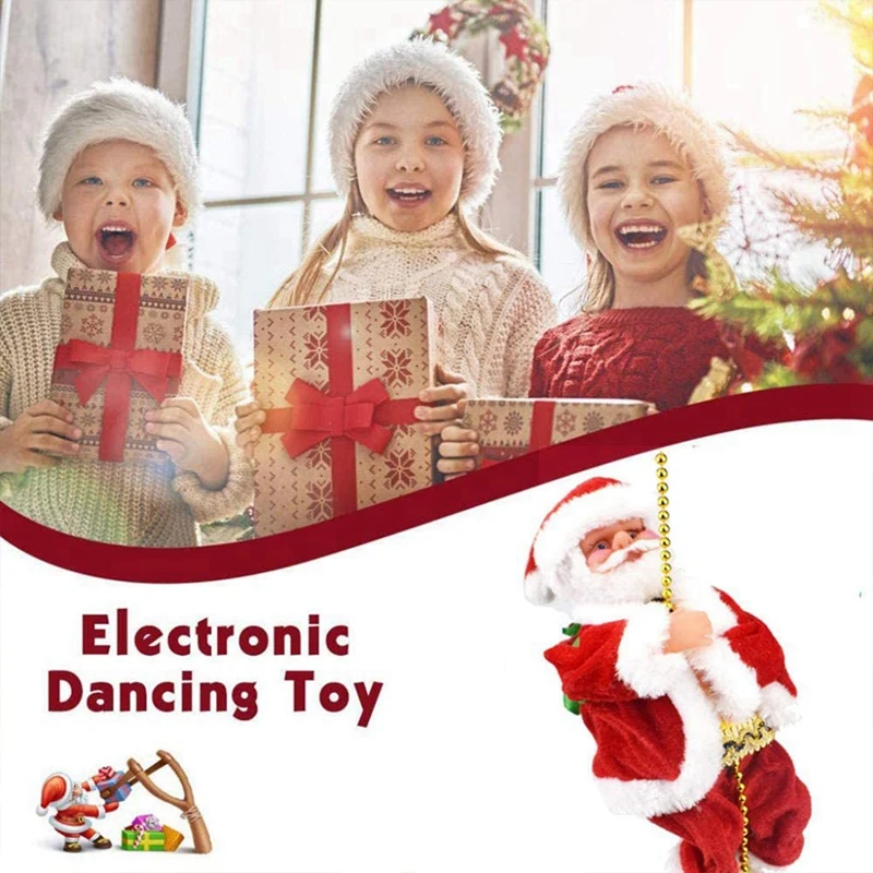 Papá Noel trepadando en cuerda decoración eléctrica automática muñecos de peluche juguetes para el hogar pared ventanas adorno colgante
