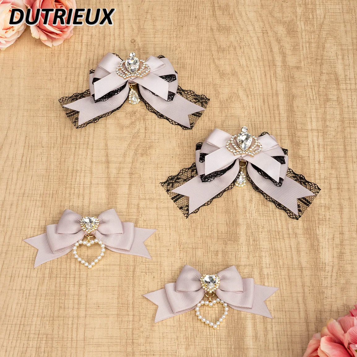 

Women's Accessories Japanese Style Headdress Ribbon Bowknot New Headwear Rhinestone Lace Hairpin Fashion Sweet Cute Hairclips