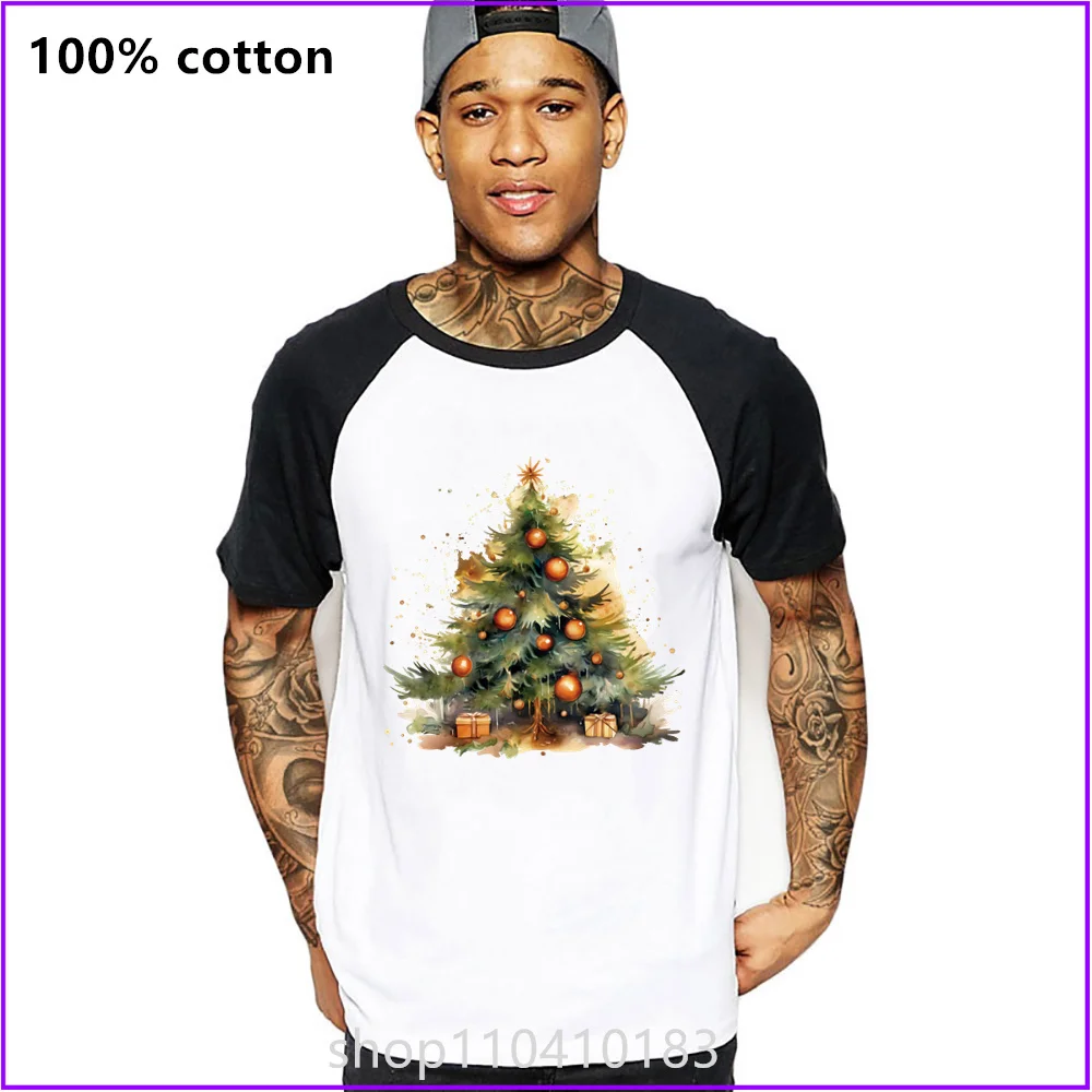 Cute Merry Christmas Tree Day Gift T Shirts For Men'S Women Tshirt T-Shirt Clothing Oversized Manufacturers Custom Sports Short