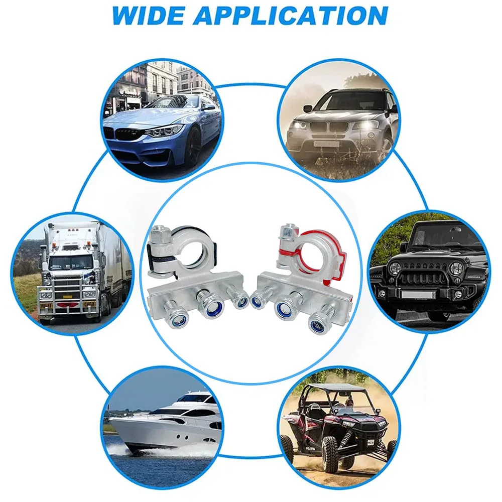 1 Pair Car Top Post Terminal 12V 24V Cable Clamp Terminal Connectors for Auto Caravan Boat Motorcycle Car