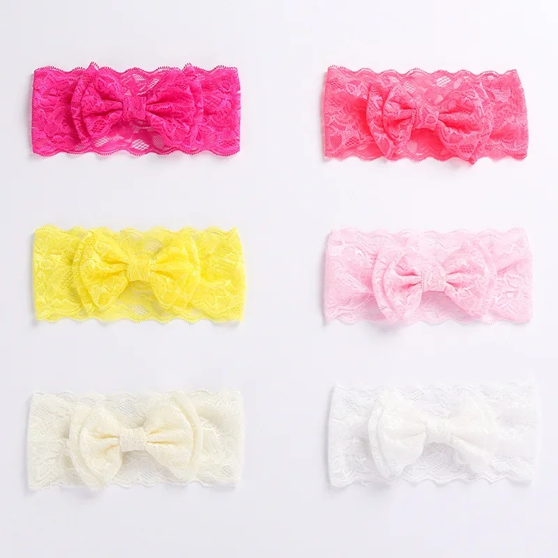 Sweet Lace Bow Baby Girl Headbands For Newborn Baby White Bowknot Hair Band Elastic Infant Hairband Hair Accessories