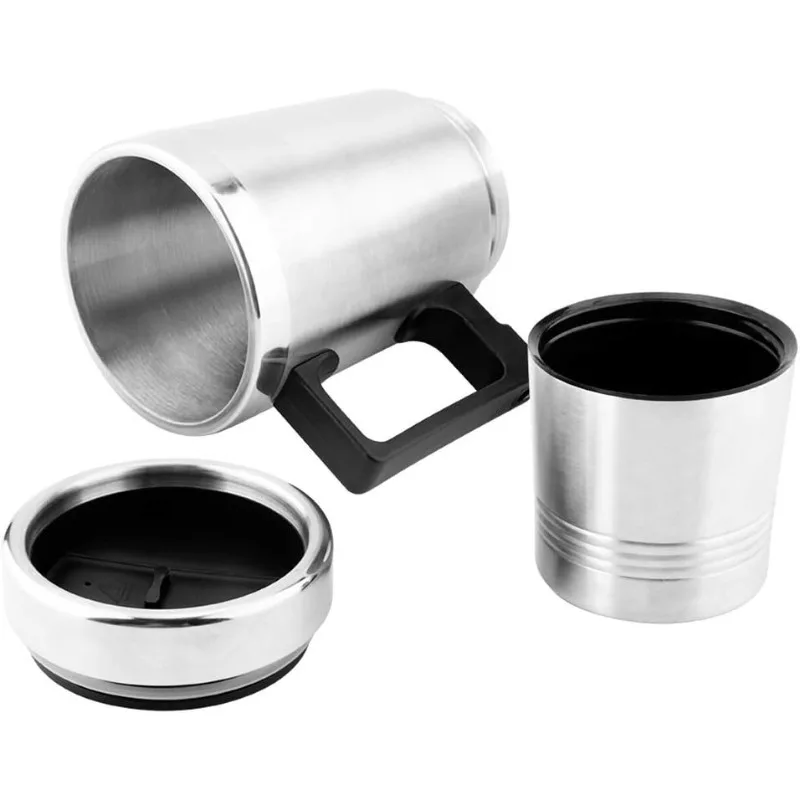 Stainless Steel Car Kettle Vehicle Heating Cup 12V 24V Electric Heating Water Coffee Milk Thermal Mug Travel Cup