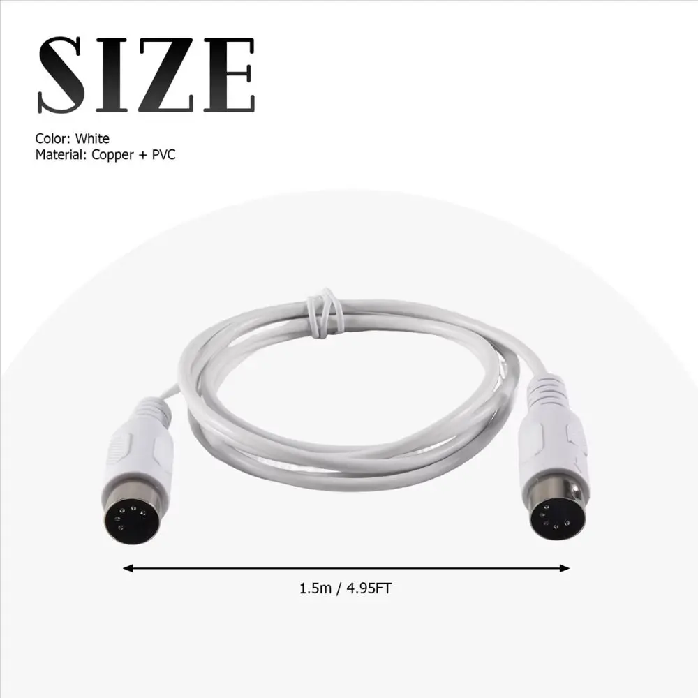 Male To Male MIDI Cable Copper 5-Pin DIN Plug Audio Extension Cord Music Gear Multiple Lengths Din-5pin M/M Cable Adapter