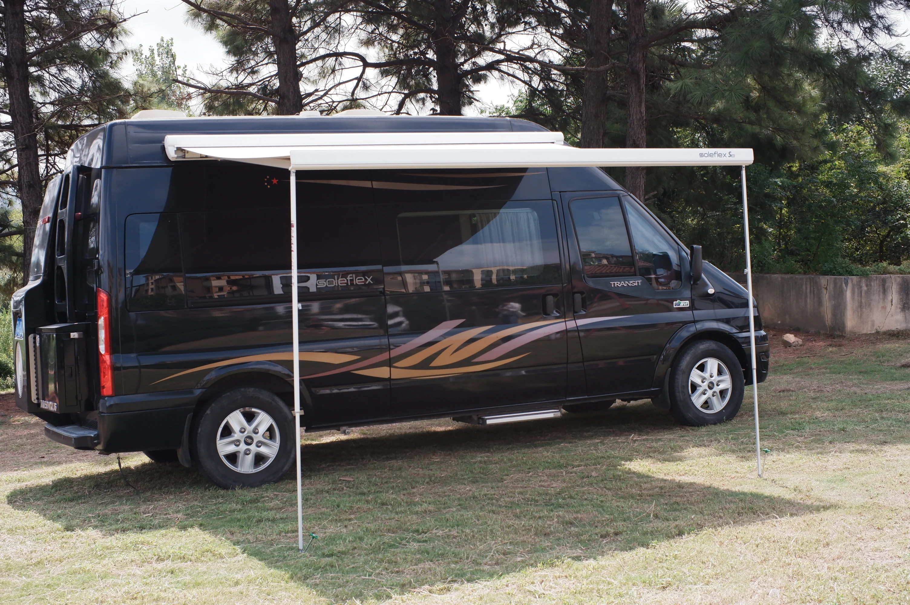 12V Camper Sun Shelter 300x250cm, Waterproof PVC Sun Screen, Premium Metal Frame, For Motorhome Vacation, Caravan Replacement