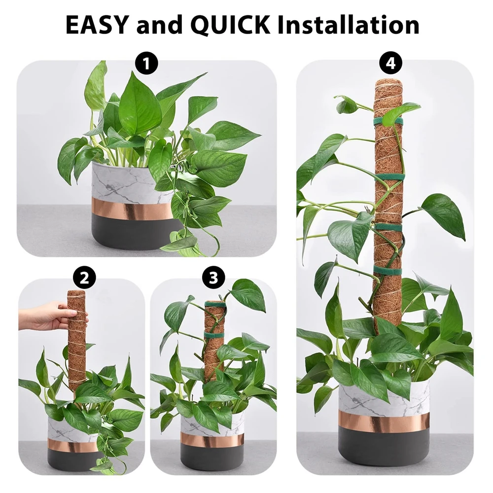 Nowy 1 szt. Kokos do wspinaczki na rośliny podtrzymuje kij do doniczki z mchem, z możliwością przedłużenia roślin, pnącza monstery, narzędzia