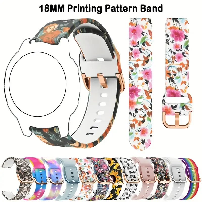 Bracelet de montre 18mm-20-22mm pour montre Redmi 5 lite/bracelet de Sport en Silicone imprimé actif pour Samsung galaxy/Huawei/accessoires amazfit