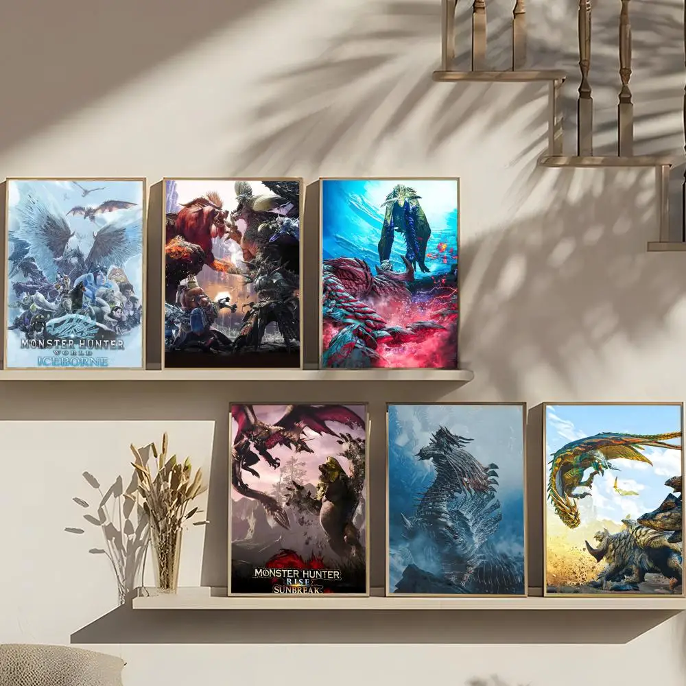 Anime M-Monster H-HunteR W-Wilds Poster Art print wall decor ideal for living room, bedroom, bar, parlor, and home gifting