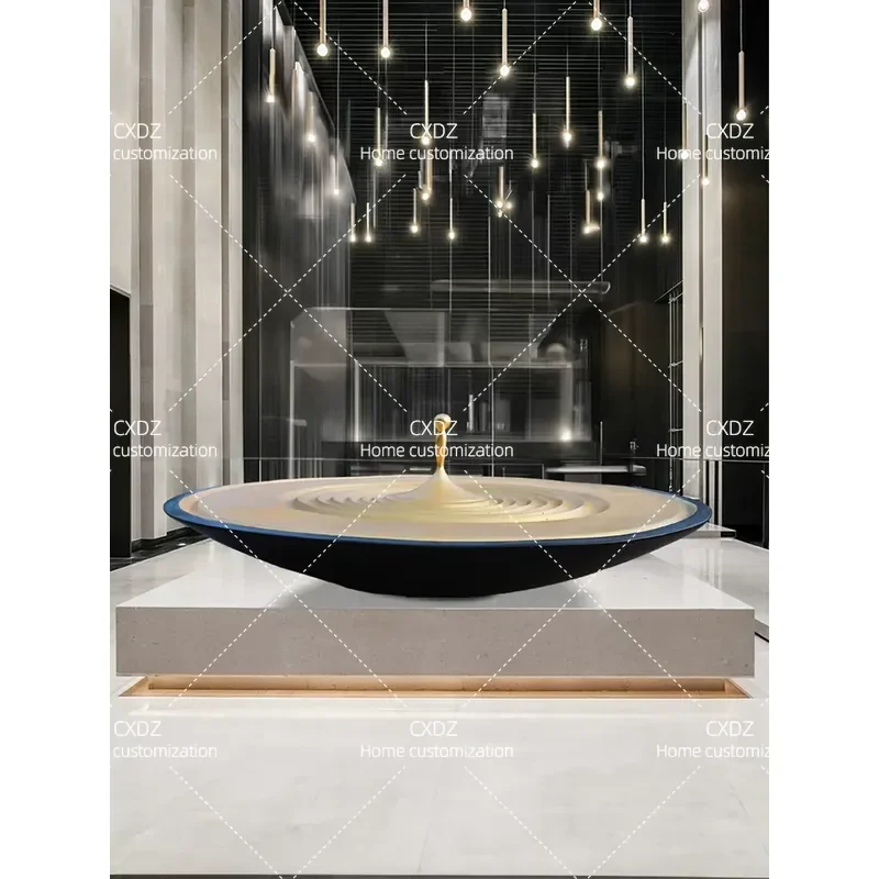 Large Fiberglass Corrugated Disc Sculpture Floor Standing Water Feature Ornament for Hotel Lobby Bar Club Decor