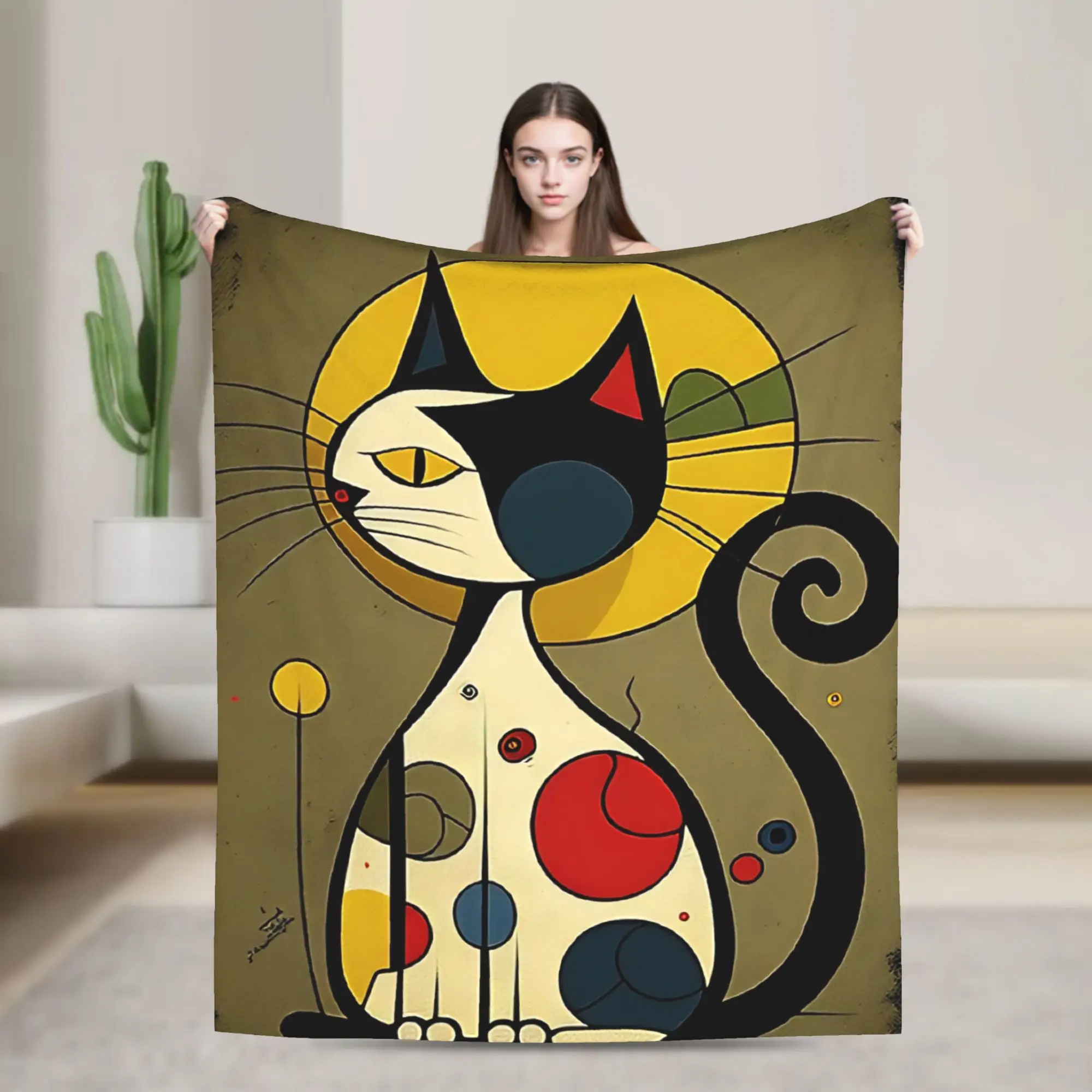 Retro Vintage Art Cute Cats  Blankets  Warm Street Trend Plush Throw Blanket For Kids Couch Chair Flannel Bedspread Bed Cover
