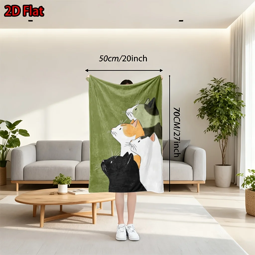 Whimsical Cat Portrait Art Throw Blanket Cozy Plush Nap Throw for Sofa Couch Decor Pet Lovers Gift Modern Nursery Accent
