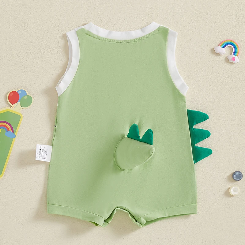 Baby Dinosaur Tank Romper Cute Sleeveless Bodysuit with Tail Casual Summer Clothes