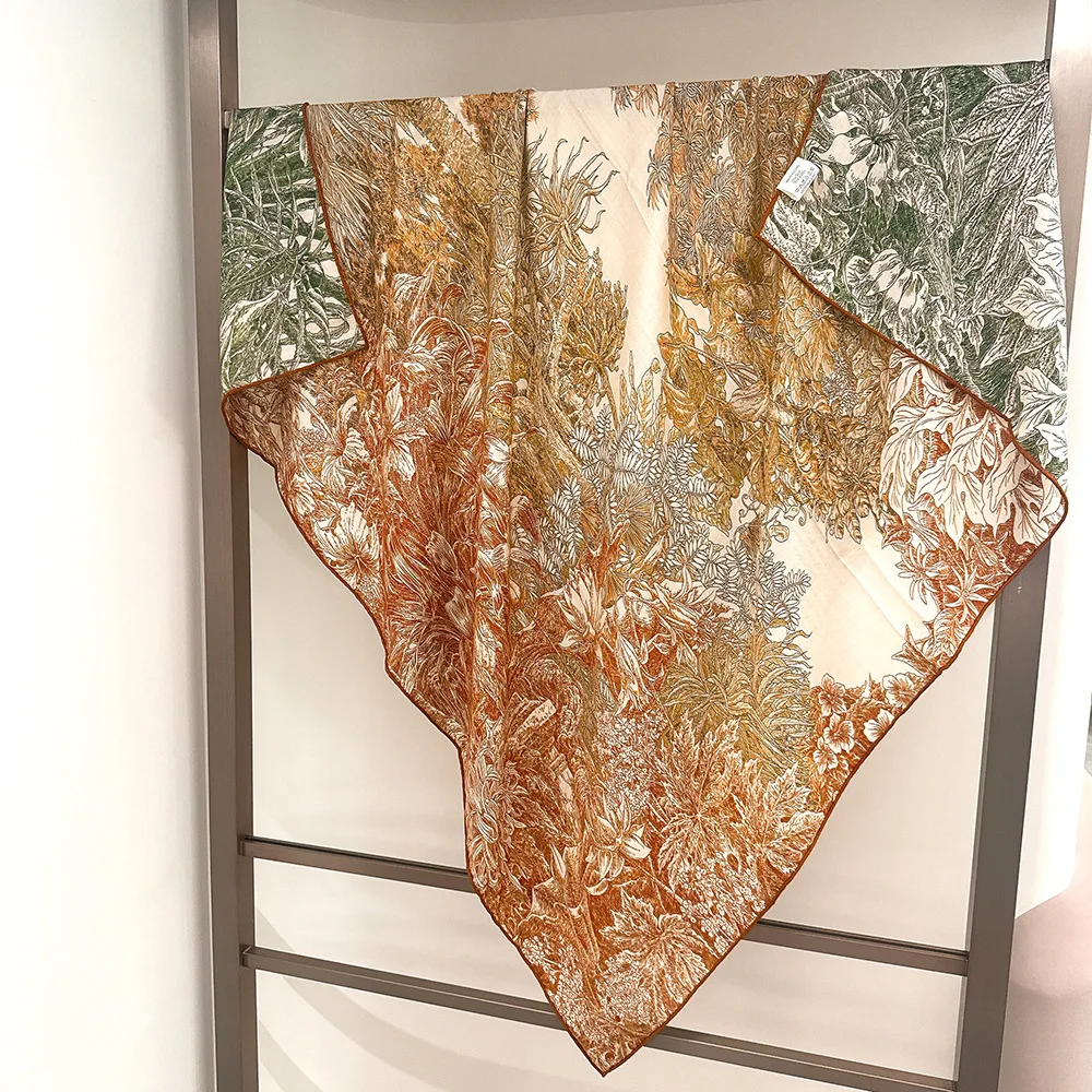 

Luxury Double Faced Shawl 135CM Silk Wool Scarf Women's Rollerd Herm Stole Fashionable Clothing Accessory Perfect Christmas Gift