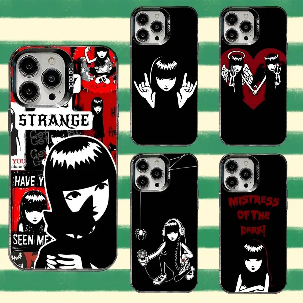 

E-Emily The Strange Phone Case For iPhone 16,15,14,13,12,11,8,7,Pro,Max,Plus,Mini,XS,SE Anti Fall Black Matte Hard