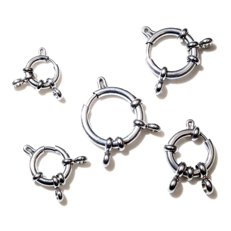 4pcs Stainless Steel Round Spring Clasps Hooks for Bracelet Clavicle Necklace Clasp Connectors DIY Jewelry Making Supplies