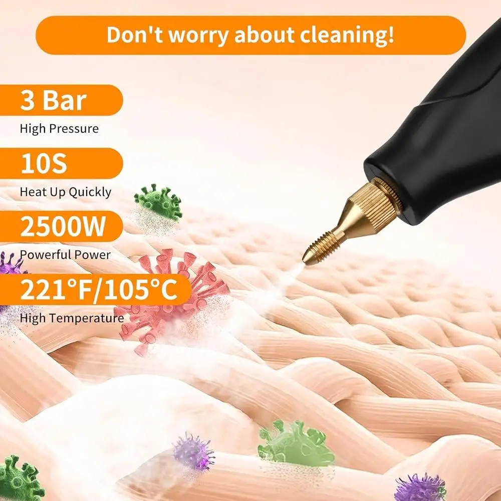 منظف بخار محمول متعدد الأسطح 105 ℃   منظف بخار محمول للتنظيف الطبيعي عالي الضغط مع شاشة تعمل باللمس وقابل للتعديل