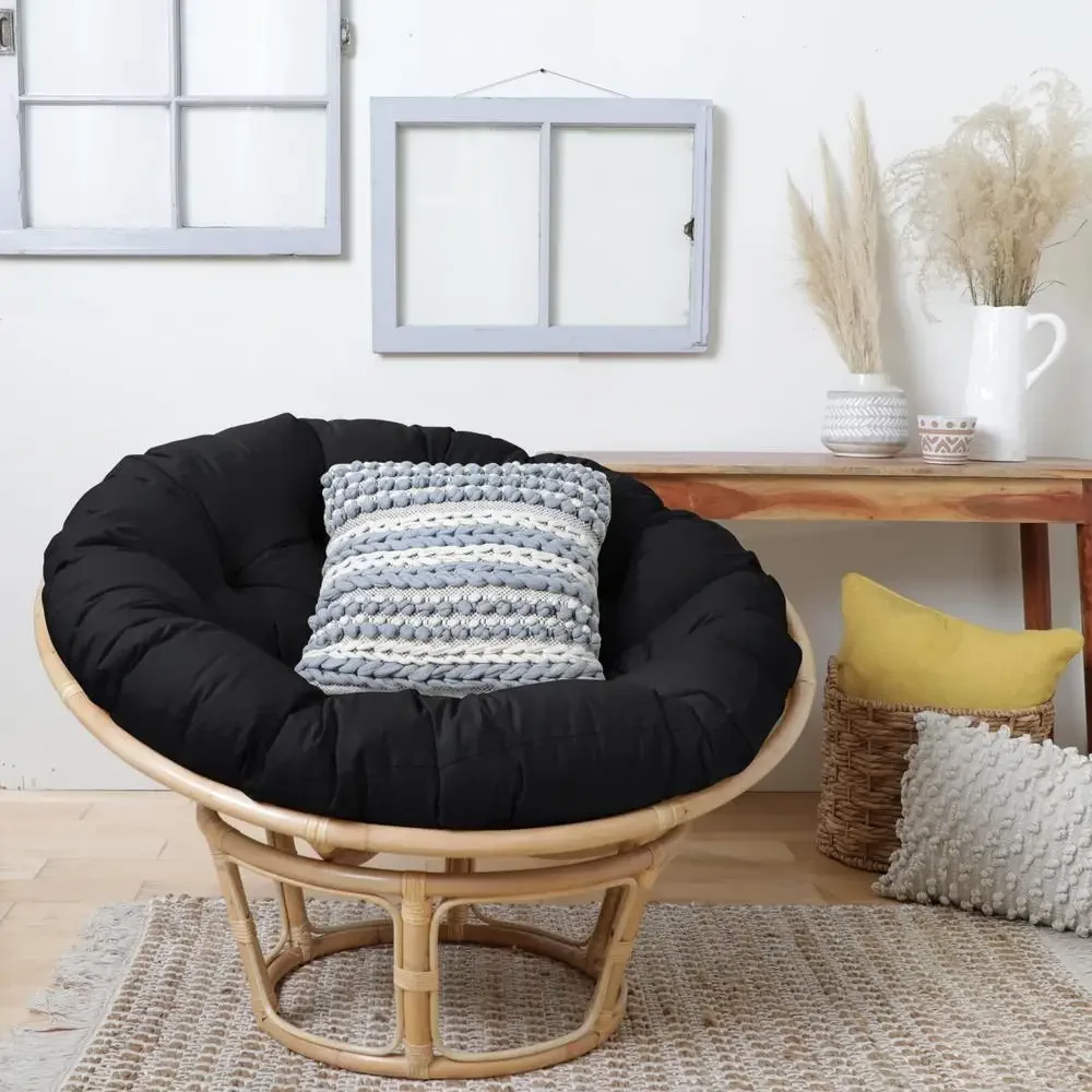 

Круглая подушка Papasan, 44 дюйма, черное тафтинговое сиденье для дома и улицы, мягкое и стильное сиденье в Северной Америке