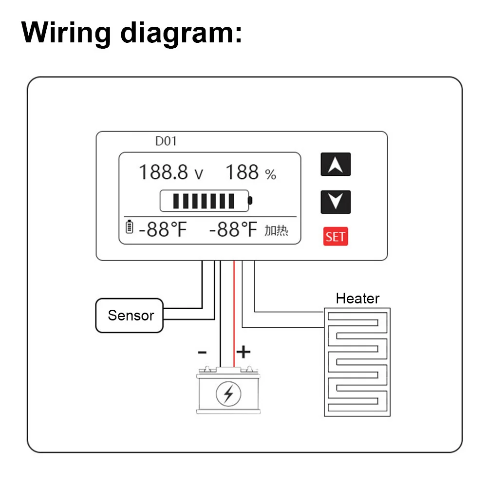 Controlador de temperatura Digital multifunción, DC9-100V, 100W, con sonda LED, voltímetro, Detector de batería de litio, termorregulador