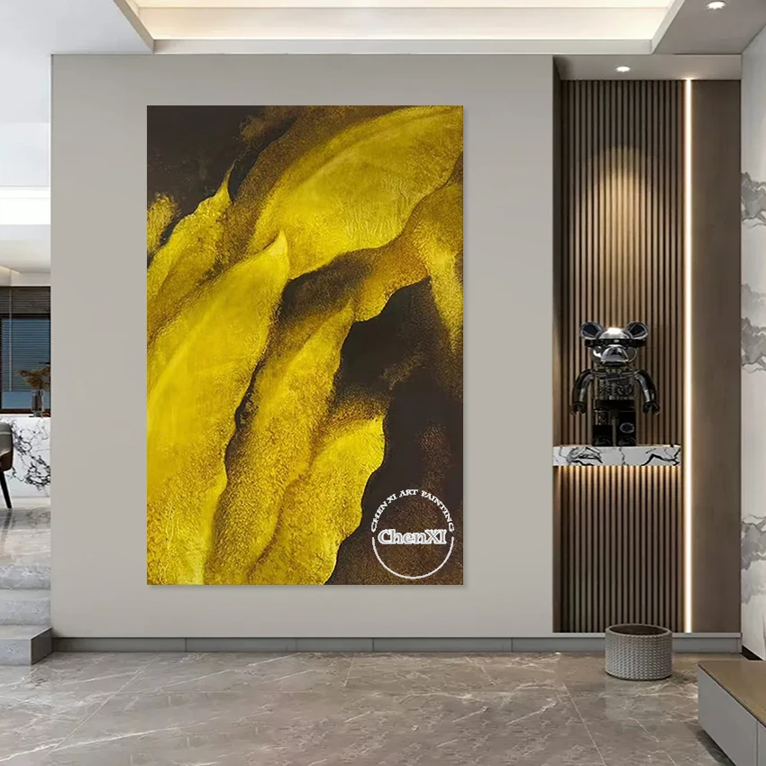 عمل فني للمكتب من القماش، تصميم فني للمناظر الطبيعية التجريدية للنباتات، صورة جدارية مصنوعة يدويًا، بدون إطار، لوحات الانطباعات الفنية