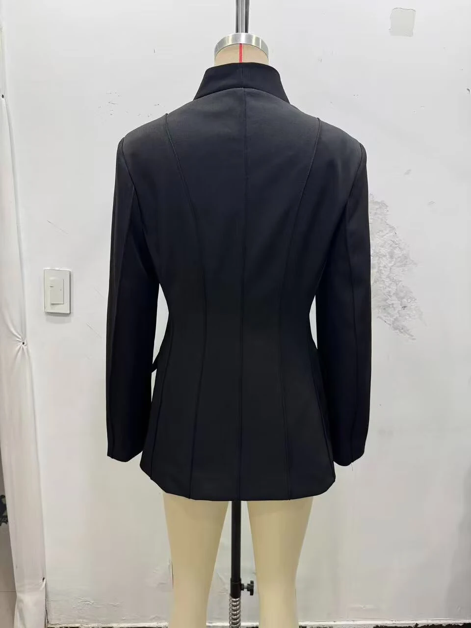 الخريف المرأة الوجه جيب الديكور عالية الرقبة طويلة الأكمام سليم صالح البدلة سترة عالية الخصر سستة السراويل مجموعة #1