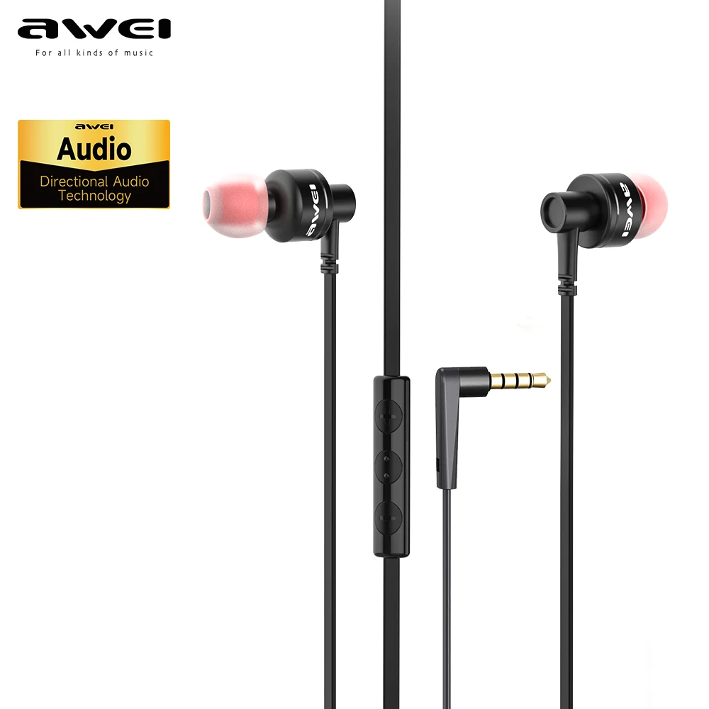 Awei ES-10T 有線ヘッドフォン超低音イヤフォン金属 3.5 ミリメートルイヤホンステレオインイヤーヘッドセットマイク付き iPhone サムスン電話