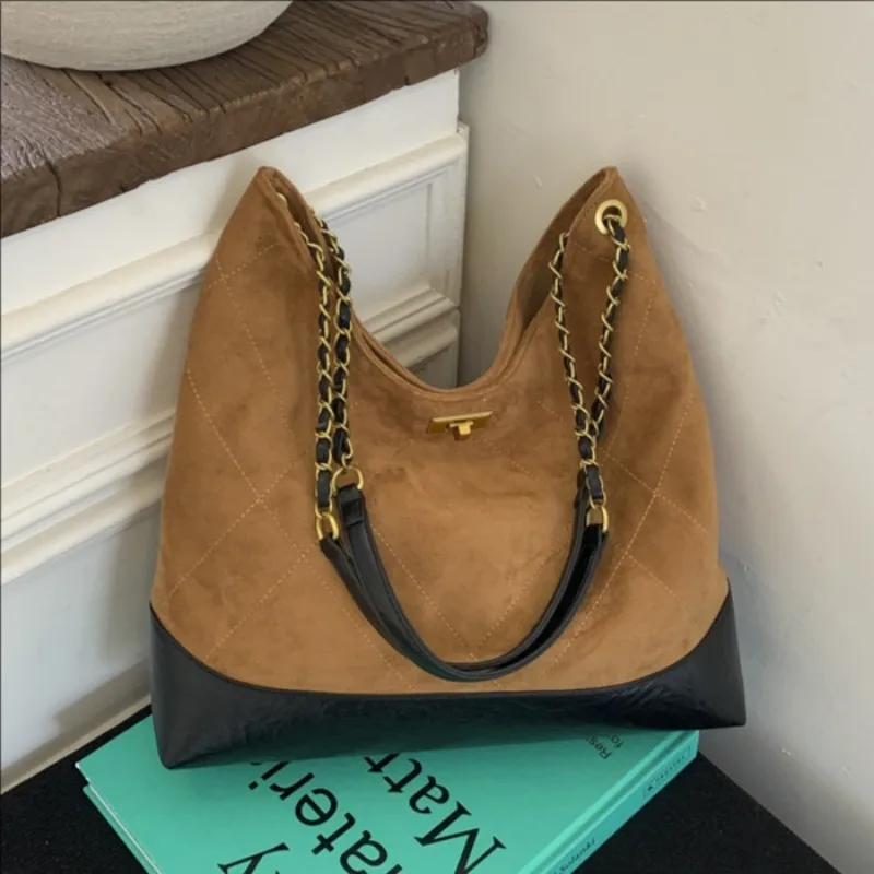 

Новое поступление зимы 2025 года, большая сумка для женщин, дизайнерская роскошная сумка, модная сумка через плечо, винтажная сумка с цветными блоками