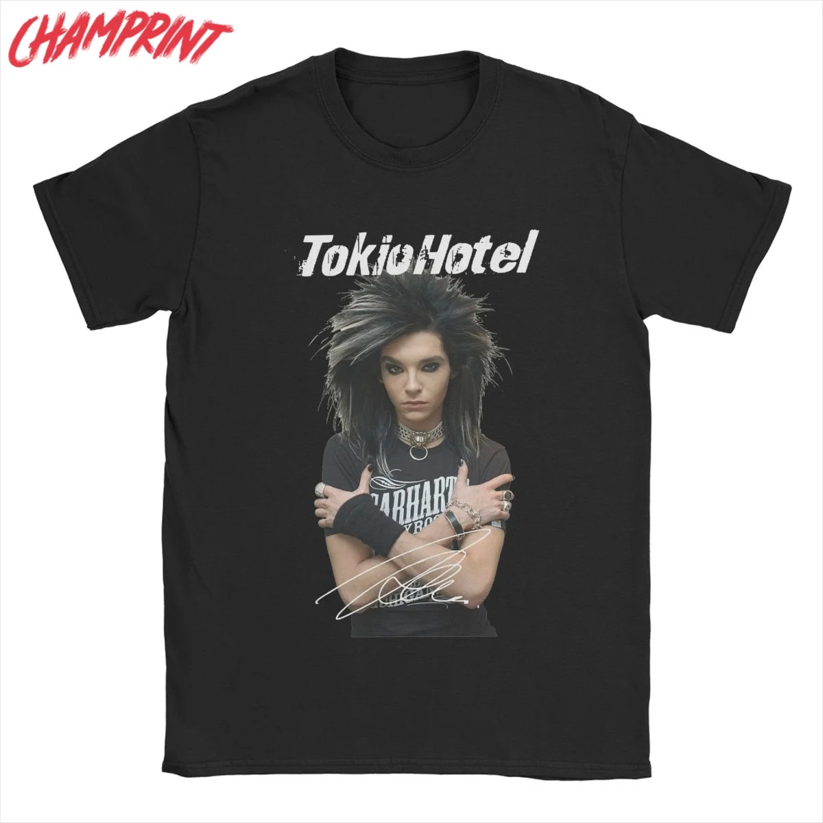 Funny Tokio Hotel Tom Kaulitz T-Shirt for Men Round Neck 100% Cotton T Shirts Short Sleeve Tee Shirt Summer Clothes