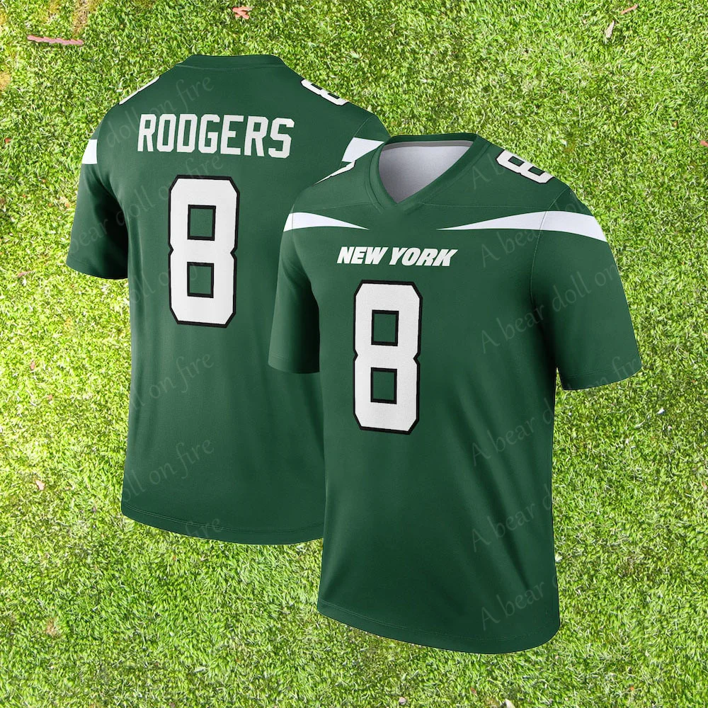 2524 New Arriavl Summer Men T-Shirt Aaron Rodgers New York Jets No.8 Quick Drying Women Men T-Shirt Adult Jersey Kit Tops