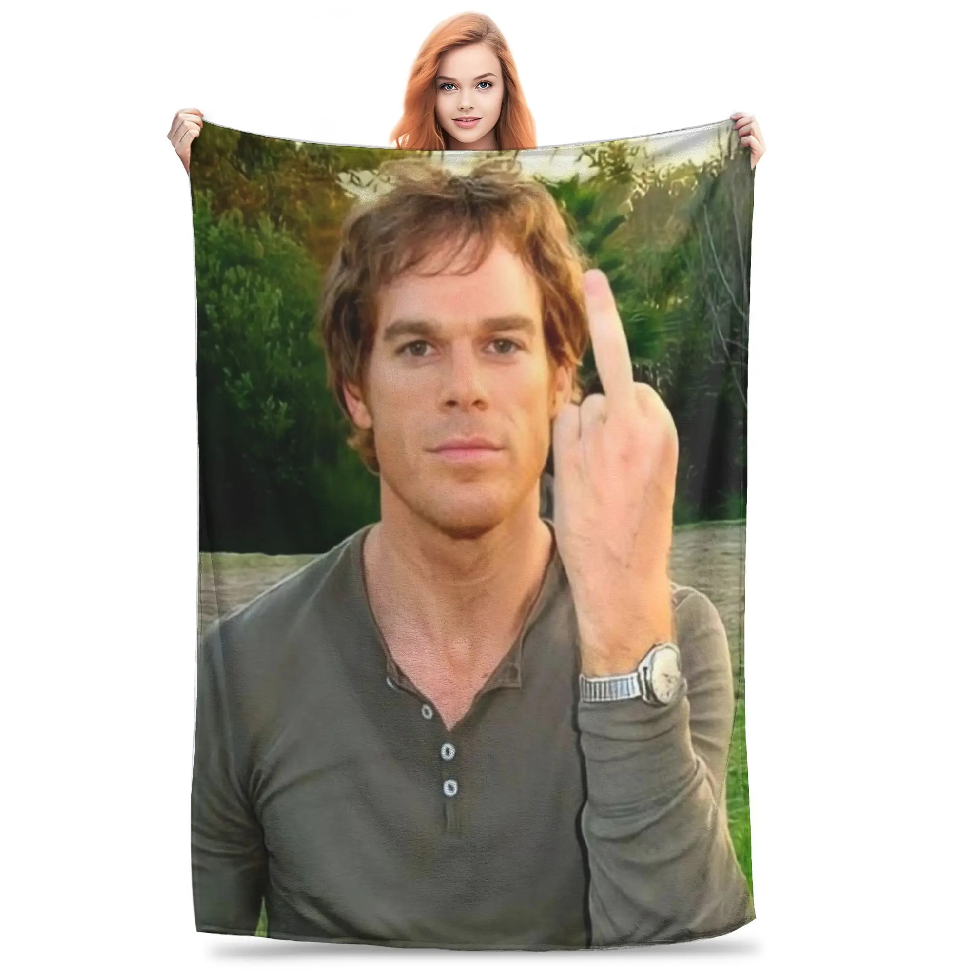 Dexter Morgan Flipping Off Blanket Cozy Soft  Throw Blankets for Couch 50x60 Inch Multiple Sizes Quilt