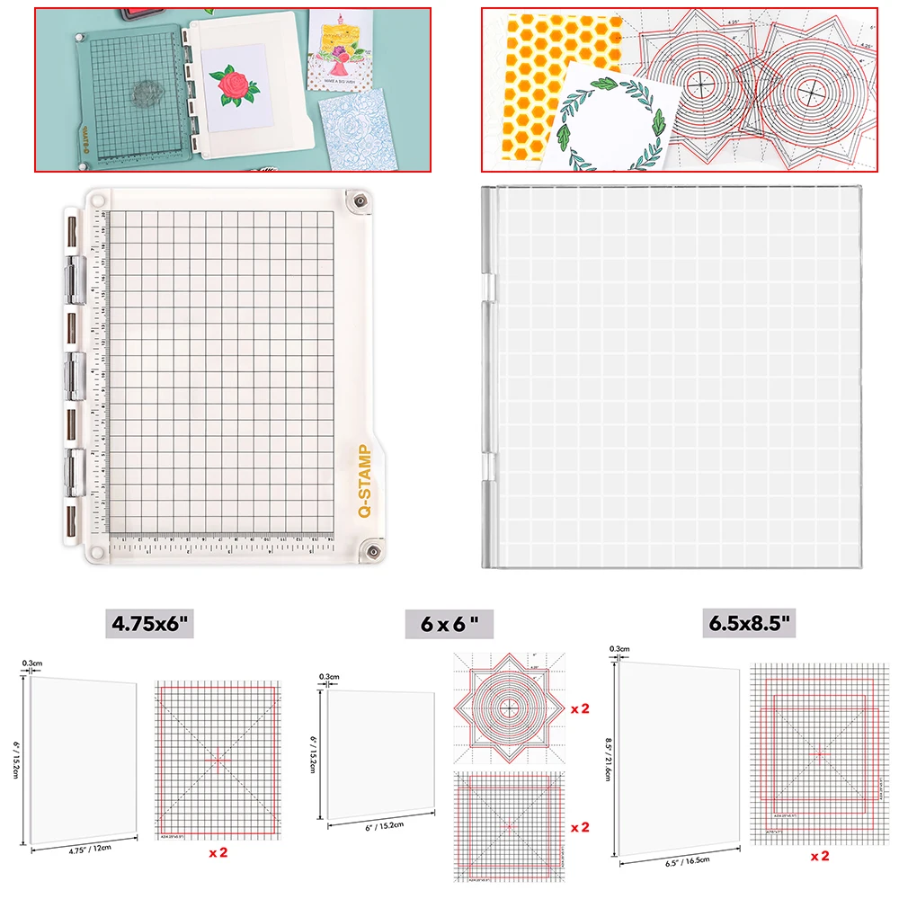 Stamp Platform/Easy Stamping Press/Stamp Platform with Grip Mat for Stamp Positioning Tool Ink Blending Decor Paper Card Craft