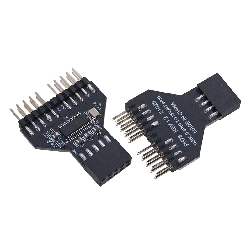 USB 2.0 9Pin 1 to 2 Splitter Adapter Sub Wiring USB2.0 Dual 9 pin Interface Hub Front Panel Extension for Computer Motherboard