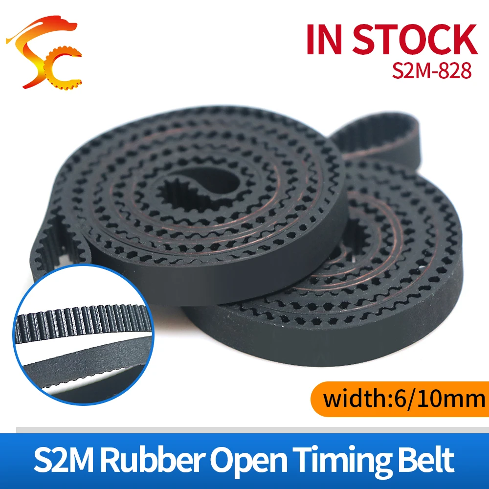 

2pcs S2M-828-6/10mm belt closed loop rubber S2M-828-6/10mm timing belt Teeth 414 Length 828mm width 10/6mm for 3D printer