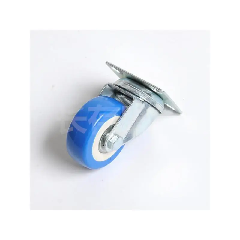 4 Packs 2 Inch Blue Pvc Double Bearing Universal Caster Silent Wear-resistant Flat Movable Wheel