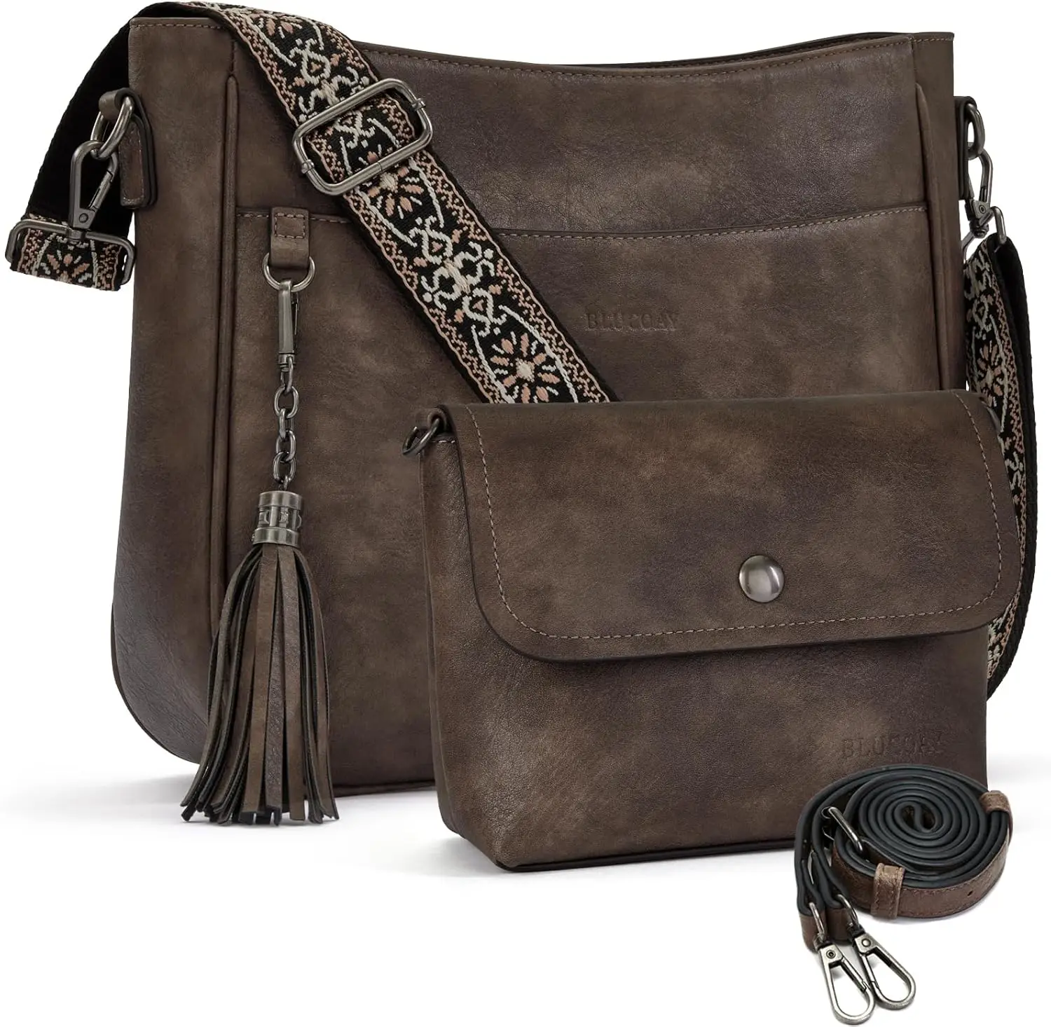 

2PCS/Set Crossbody Bags Purses for Women,Vegan Leather Hobo Bags Wallet Set,Shoulder Handbags With 2 Adjustable Strap