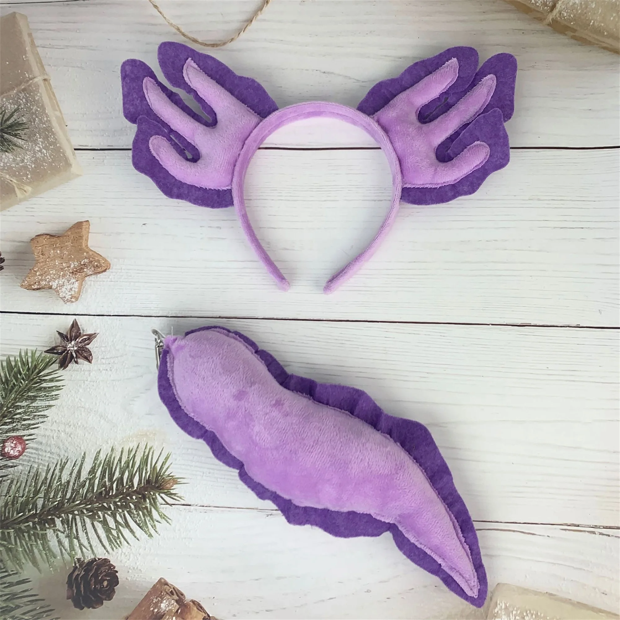 愛らしいユニコーンホーンヘッドバンドとテールセット子供用魔法のコスチュームアクセサリーハロウィン誕生日パーティー用
