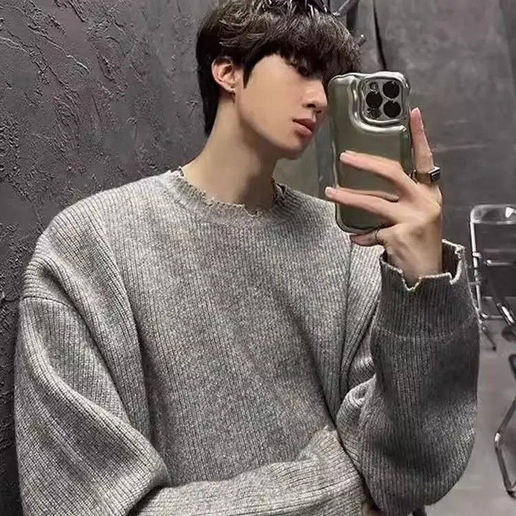 

Мужской вязаный свитер свободного кроя на молнии для осени и зимы, модный, повседневный, в стиле Cleanfit