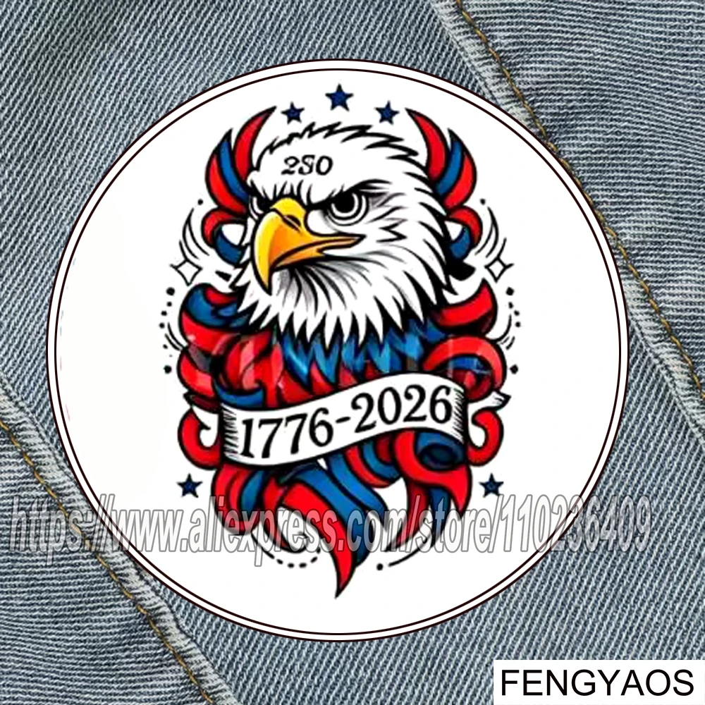 Stainless Steel American Independence Day Brooch Souvenir Gift 250th Anniversary of The United States Badge