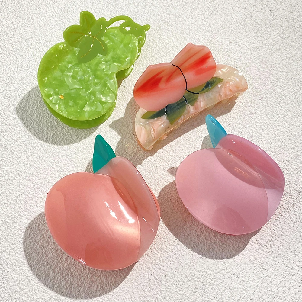 

Oversize Pink Peach Shape Acetate Hair Clip Claw For Women Elegant Crab Clamp Geometric Hairpin Hair Stying Tool Accessories