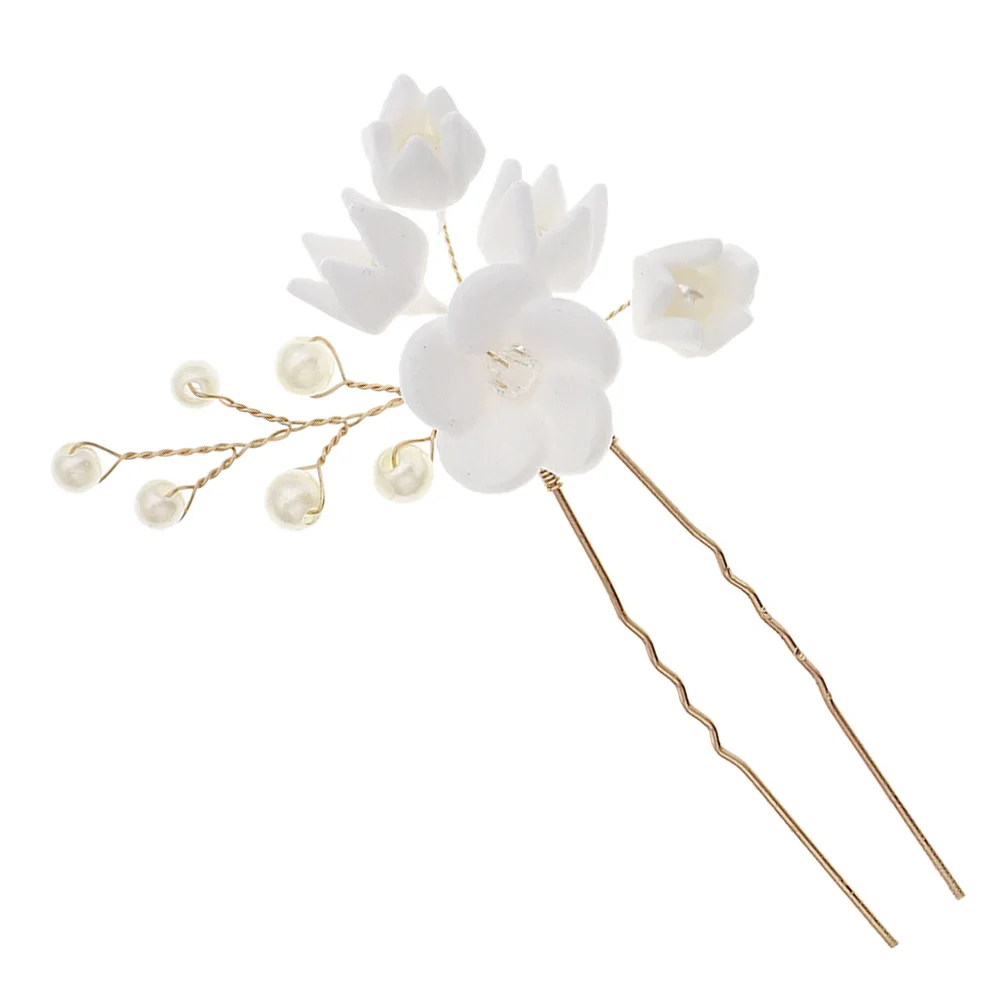 

2Pcs Handmade Bridal Hair Pins Pearl Flower Alloy Wedding Updos Hair Accessories Elegant Lightweight Headpiece for Brides