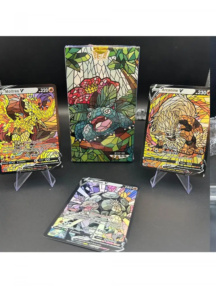1 Pudełko Blind Box Anime PTCG TCG Seria Cathedralglass Kolekcjonerskie Karty do Gry Moltres Golem Arcanine Flash Battle Card Prezent dla Dziecka — zdjęcie produktu 7