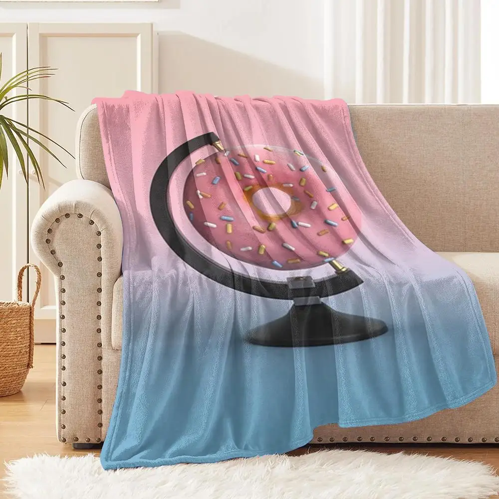 Creative Food Fruit Print Throw Blanket Soft Flannel Throw Lightweight Summer Home Nap Breathable for Sofa Bed Cozy Travel